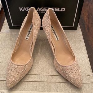 Karl Lagerfeld Royal Blush Lace Pumps